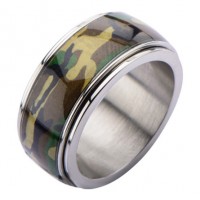 Inox Camo Army Spinner Ring