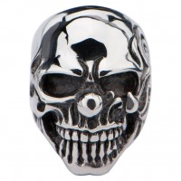 Inox Skull Ring With 13 Inside The Spade
