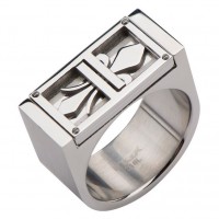 Inox Men's Stainless Steel Ring With Fleur De Lis Design