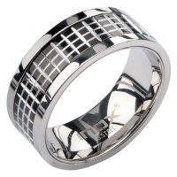 Inox Men's Grid Pattern Spinner Polished Ring