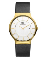 Danish Design Black Leather Band Stainless Steel Men's Watch