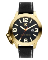 Danish Design Black Leather Band Stainless Steel Men's Watch