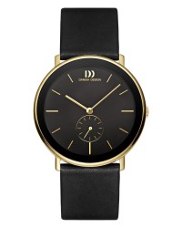Danish Design Black Leather Band Stainless Steel Men's Watch