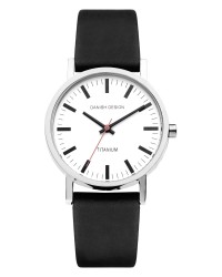 Danish Design Black Leather Band Titanium Men's Watch