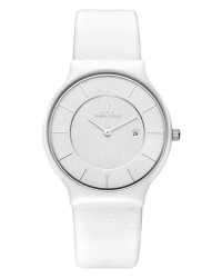 Danish Design White Leather Band Ceramic Men's Watch