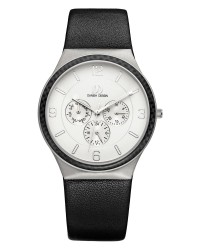 Danish Design Black Leather Band Titanium Men's Watch