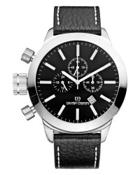 Danish Design Black Leather Band Stainless Steel Chronograph Men's Watch
