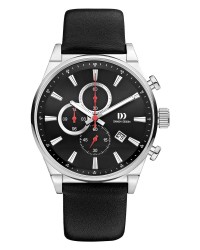 Danish Design Black Leather Band Titanium Chronograph Men's Watch