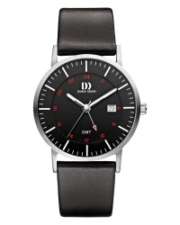 Danish Design Black Leather Band Stainless Steel Men's Watch
