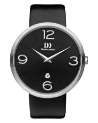 Danish Design Black Leather Band Stainless Steel Men's Watch