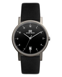 Danish Design Black Leather Band Titanium Men's Watch