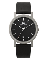 Danish Design Black Leather Band Titanium Men's Watch