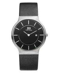 Danish Design Black Leather Band Stainless Steel Men's Watch