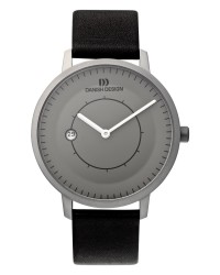 Danish Design Black Leather Band Titanium Men's Watch