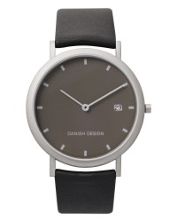 Danish Design Black Leather Band Titanium Men's Watch