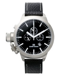 Danish Design Black Leather Band Stainless Steel Chronograph Men's Watch
