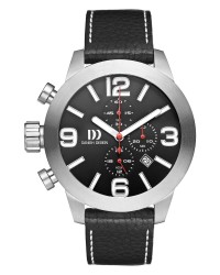 Danish Design Black Leather Band Stainless Steel Chronograph Men's Watch