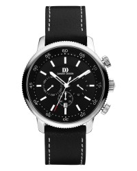 Danish Design Black Leather Band Stainless Steel Men's Watch