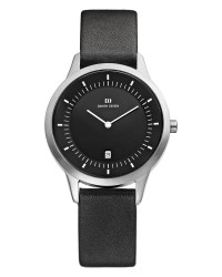 Danish Design Black Leather Band Stainless Steel Men's Watch