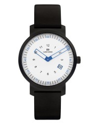 Danish Design Leather Band Stainless Steel Men's Watch Blue Accent