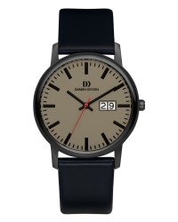 Danish Design Black Leather Band Titanium Men's Watch