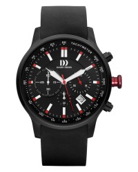 Danish Design Rubber Band Steel Chronograph Men's Watch Red Accent