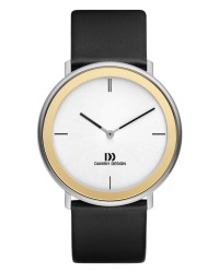 Danish Design Black Leather Band Stainless Steel Men's Watch