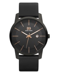 Danish Design Leather Band Steel Men's Watch Rose Gold Accent