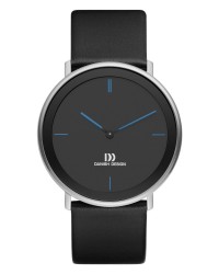 Danish Design Leather Band Stainless Steel Men's Watch Blue Accent