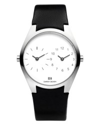 Danish Design Black Leather Band Stainless Steel Men's Watch
