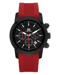 Danish Design Red Rubber Band Stainless Steel Chronograph Men's Watch