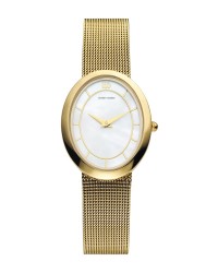 Danish Design Gold Color Mesh Band Mother-Of-Pearl Dial Women's Watch