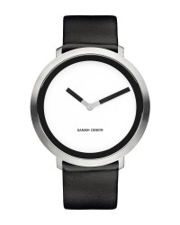 Danish Design Leather Band Stainless Steel Women's Watch No Markers