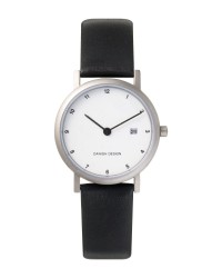 Danish Design Black Leather Band Titanium Women's Watch