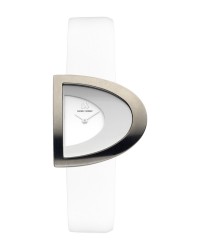 Danish Design White Leather Band Titanium Women's Watch No Markers