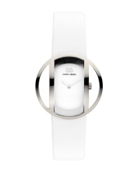 Danish Design White Leather Band Titanium Women's Watch No Markers