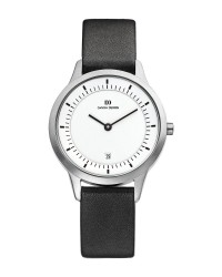 Danish Design Black Leather Band Stainless Steel Women's Watch