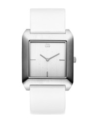 Danish Design White Leather Band Stainless Steel Women's Watch