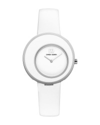 Danish Design White Leather Band Titanium Women's Watch No Markers