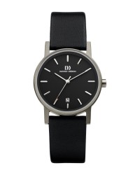Danish Design Black Leather Band Titanium Women's Watch