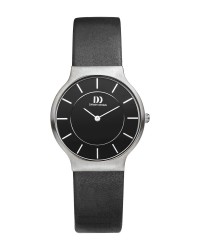 Danish Design Black Leather Band Stainless Steel Women's Watch