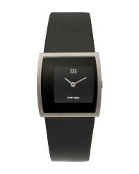 Danish Design Black Leather Band Titanium Women's Watch No Markers