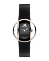 Danish Design Black Leather Band Titanium Women's Watch No Markers