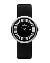 Danish Design Leather Band Stainless Steel Women's Watch No Markers