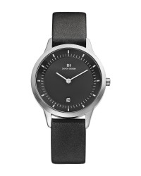 Danish Design Black Leather Band Stainless Steel Women's Watch