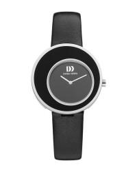 Danish Design Black Leather Band Titanium Women's Watch No Markers