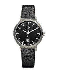 Danish Design Black Leather Band Titanium Women's Watch