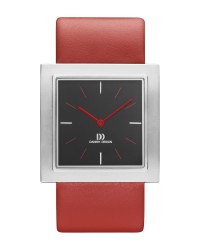 Danish Design Red Leather Band Stainless Steel Women's Watch