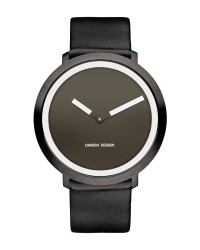 Danish Design Leather Band Stainless Steel Women's Watch No Markers