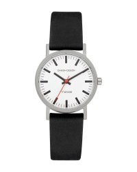 Danish Design Black Leather Band Titanium Women's Watch